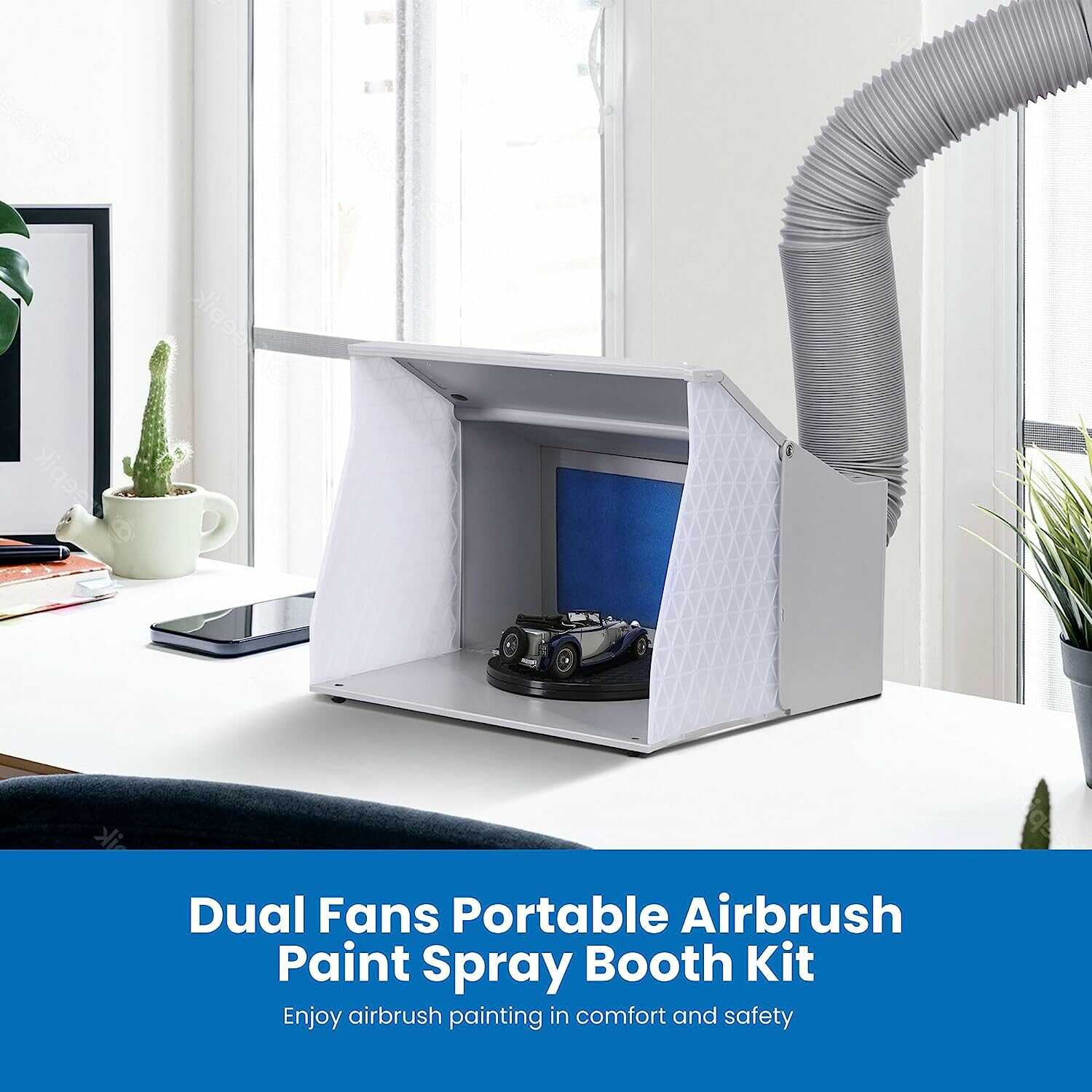 Lighted Airbrush Paint Spray Booth With Exhaust Fan, Portable Paint Booth  for Airbrushing With LED Lights 