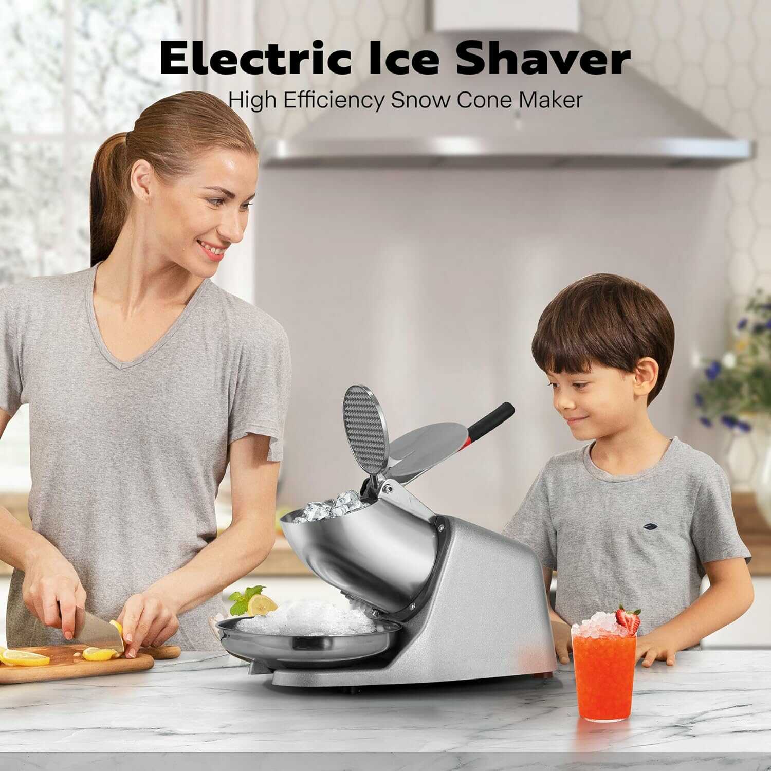 VIVOHOME Electric Snow Cone Maker Machine Dual Blades with Ice Pick 143lbshr
