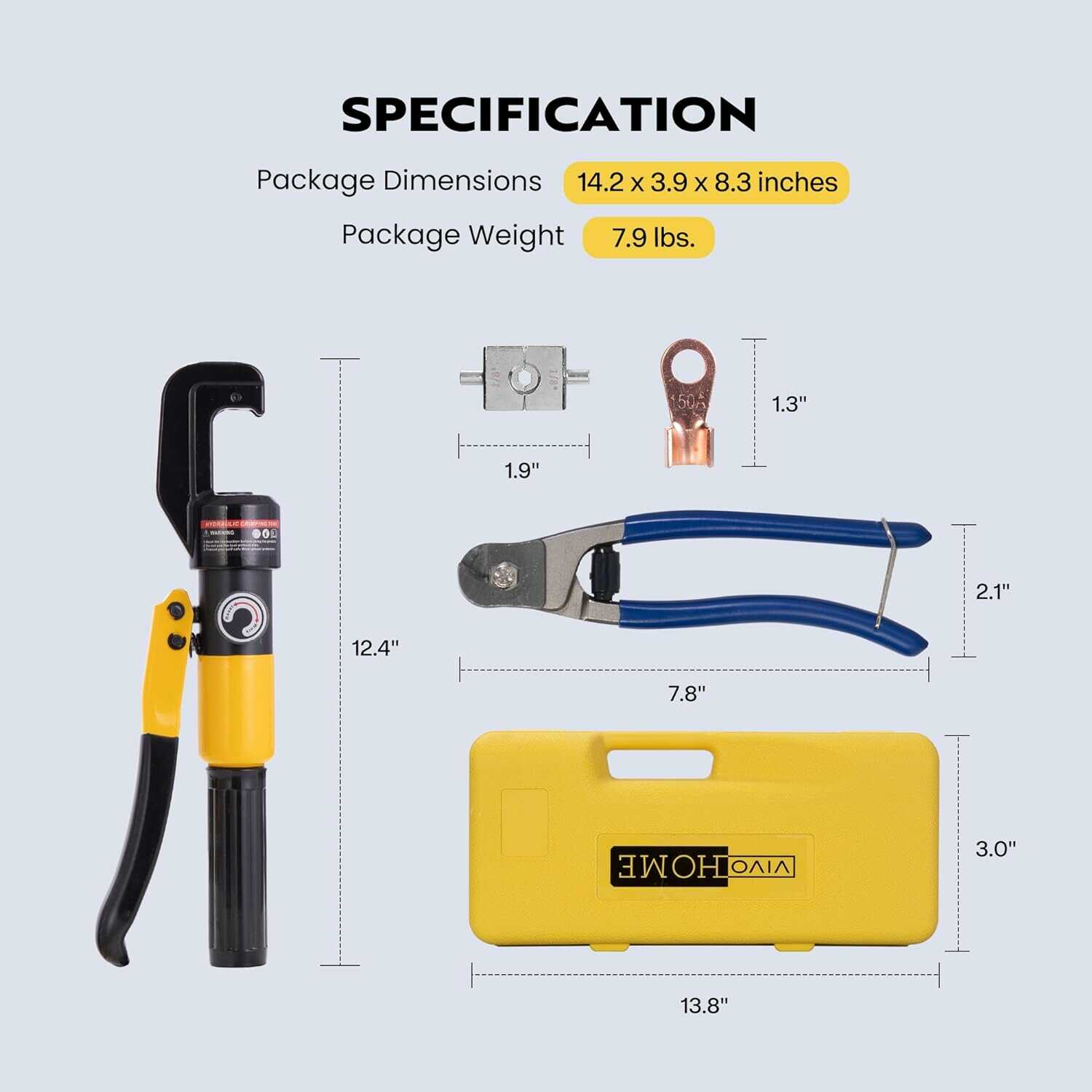 VIVOHOME Hydraulic Crimping Tool and Cable Cutter Hand Operated Terminal Crimper Wire Tool Kit
