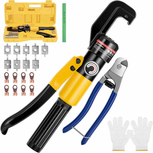 VIVOHOME Hydraulic Crimping Tool and Cable Cutter Hand Operated Terminal Crimper Wire Tool Kit 1499