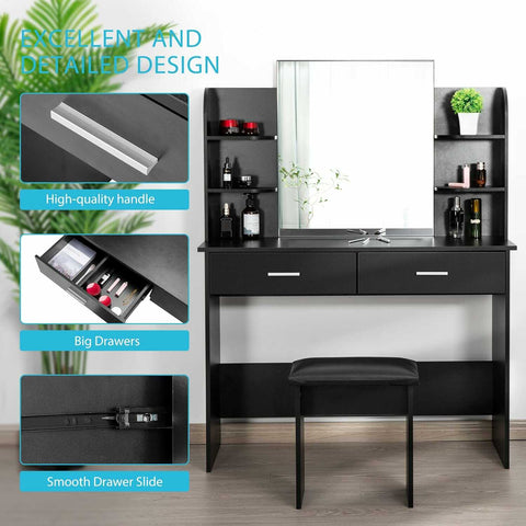 VIVOHOME Makeup Vanity Table Set with 3-Color Dimmable Lighted Mirror