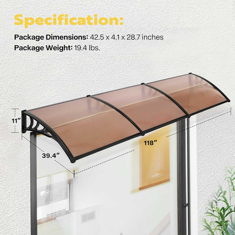 VIVOHOME Polycarbonate Window Door Awning Canopy