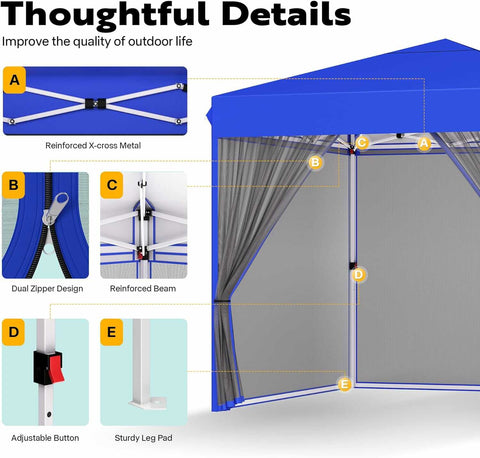 VIVOHOME  Pop-Up Canopy, Outdoor Screen Tent with Mosquito Netting