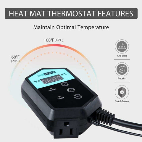 VIVOHOME Seedling Heat Mat and 40-108°F Digital Thermostat Controller Combo Set