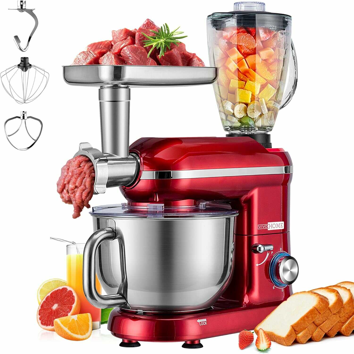 VIVOHOME Stand Food Mixer 3 in 1 Multifunctional  650W