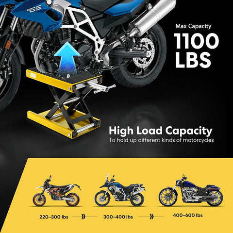 VIVOHOME Steel Motorcycle ATV Scissor Lift Jack with Wide Deck 1100 lbs