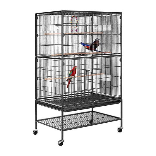 VIVOHOME 53 Inch Large Bird Feeder Cage With Rolling Stand For Parrots Conures Lovebird Cockatiel Parakeets - VIVOHOME 1000