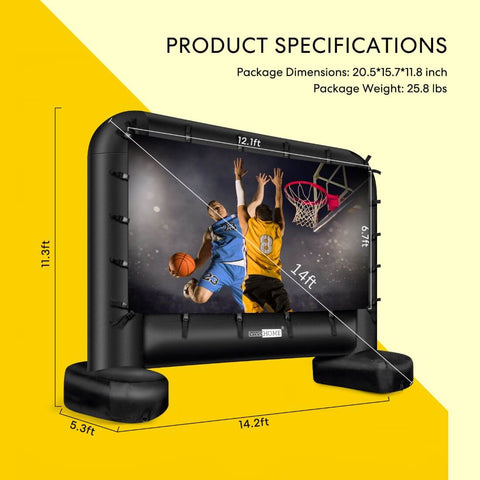 VIVOHOME 14 Feet Indoor and Outdoor Inflatable Blow up Mega Movie Projector Screen with Carry Bag for Front and Rear Projection