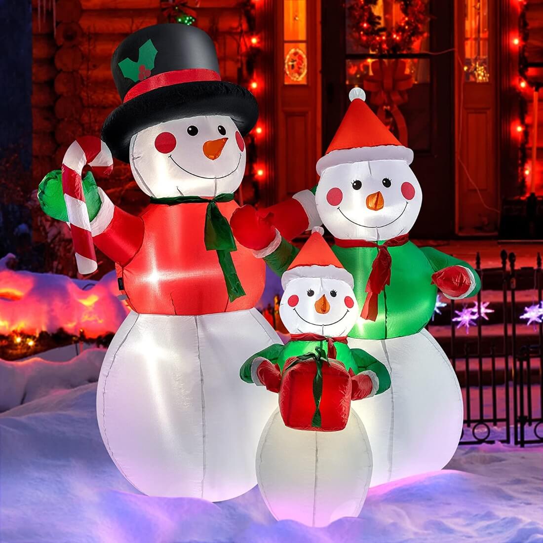 VIVOHOME 6ft Height Christmas Inflatable Snowman Family Led Lighted Blow up Outdoor Yard Decoration