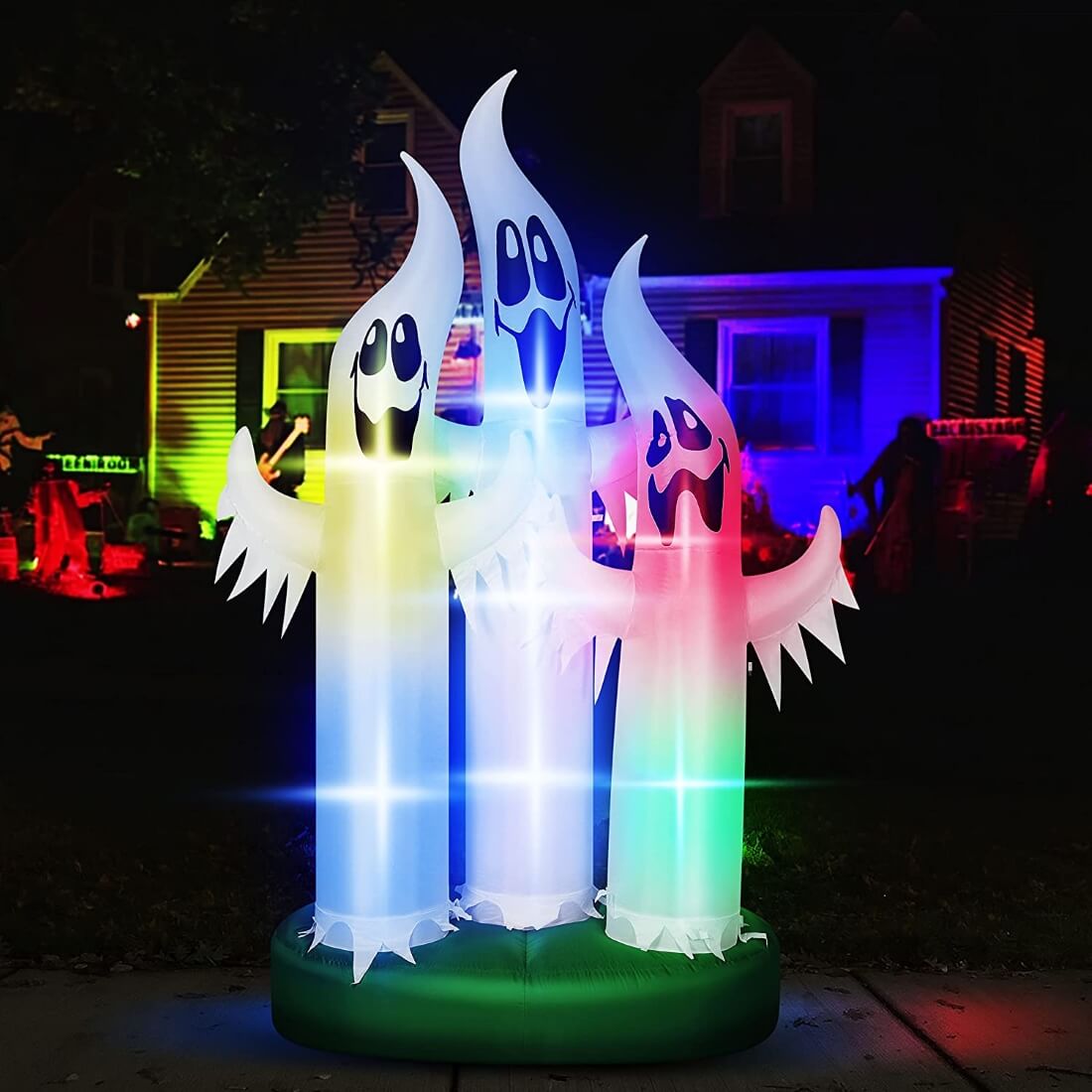 VIVOHOME 10ft Height Halloween Inflatable Ghost Family with Colorful Lights Blow up Outdoor Lawn Yard Decoration