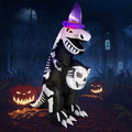 VIVOHOME 8ft Height Halloween Inflatable Lighted Skeleton Dinosaur with Flickering Red Eyes and Speaker Blow up Outdoor Lawn Yard Decoration