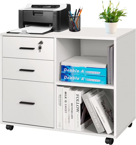 VIVOHOME Mobile File Cabinet with Open Storage Shelves