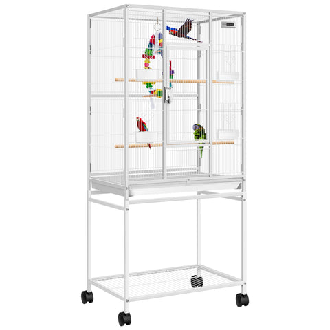 VIVOHOME 54 Inch Wrought Iron Bird Cage with Rolling Stand