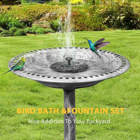 VIVOHOME 28 Inch Height Polyresin Lightweight Antique Outdoor Garden Bird Bath Gray