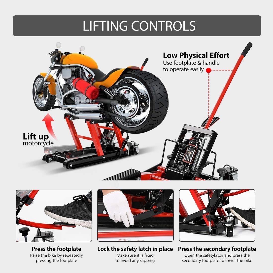 VIVOHOME Steel Hydraulic Motorcycle ATV Lift Jack Hoist Stand 1500 lbs