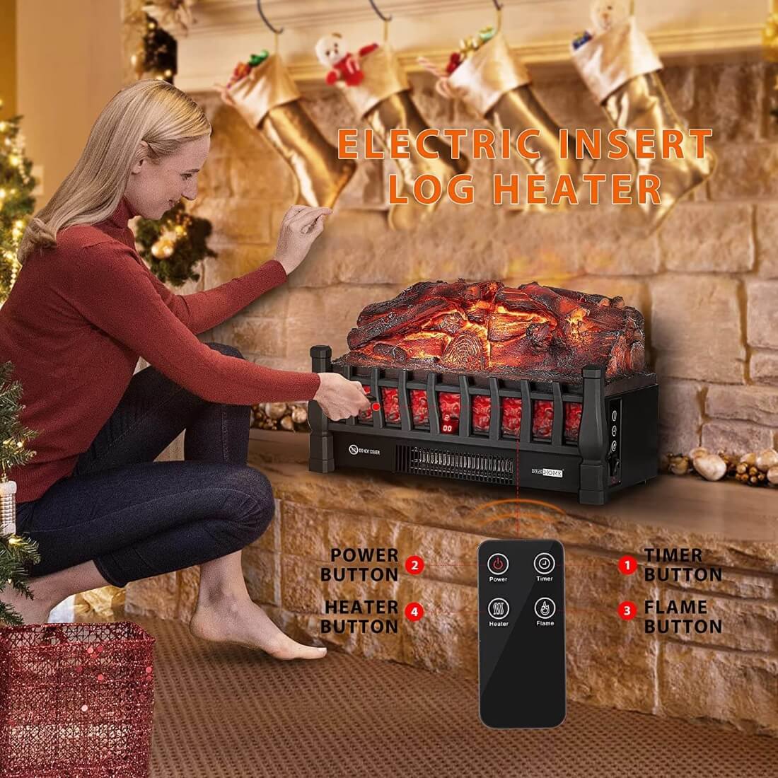 VIVOHOME 750W/1500W 14.6 Inch Mini Portable Electric Fireplace with 3D  Realistic Flame Effect, Tip-Over and Overheating Protection 