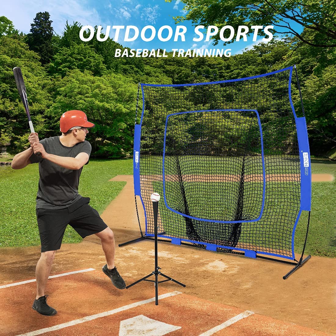 VIVOHOME 7 x 7 Feet Baseball Backstop Softball Practice Net