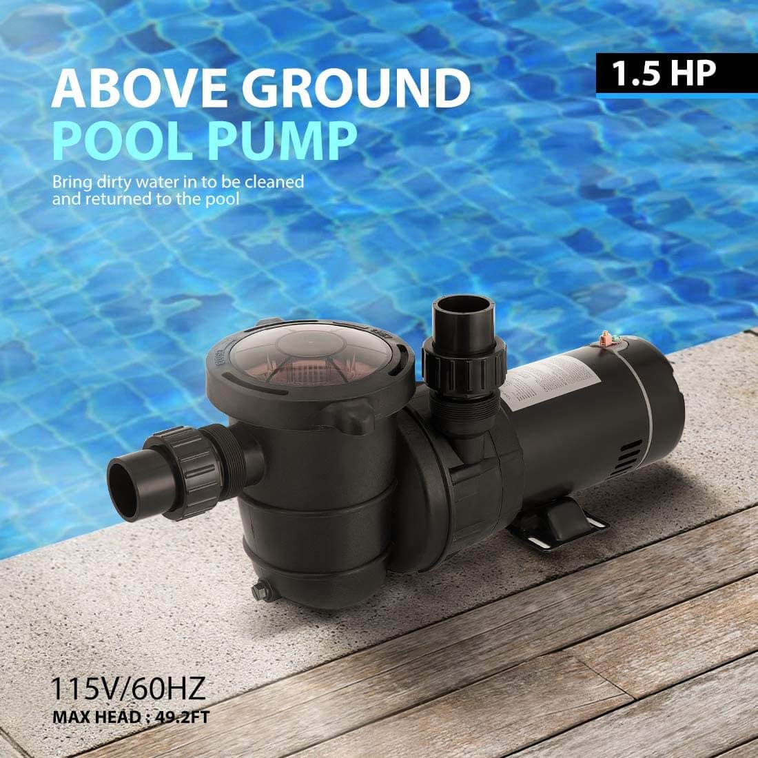 VIVOHOME 1.5 HP 8350 GPH Powerful Above Ground Swimming Pool Pump with Strainer Basket