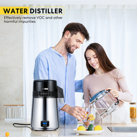 VIVOHOME Digital Control 4L 750W 304 Stainless Steel Water Distiller Countertop with LCD Screen Distilled Water Machine for Home Office