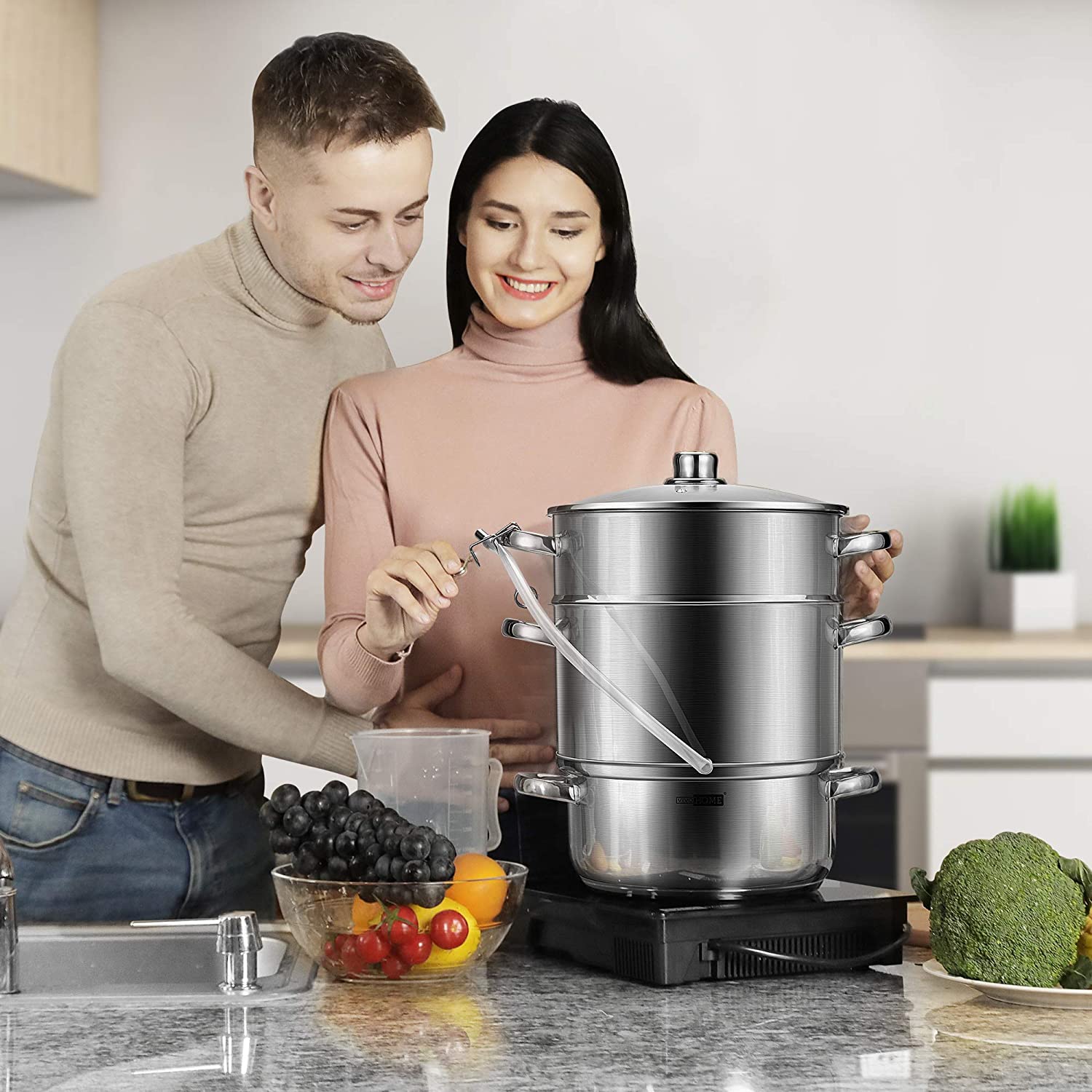 Euro Cuisine Stainless Steel Stove Top Steam Juicer