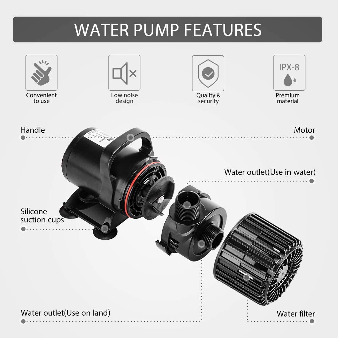VIVOHOME Electric Submersible Water Pump for Waterfall Fountains Fish Tank and Aquarium 2700 GPH-120W