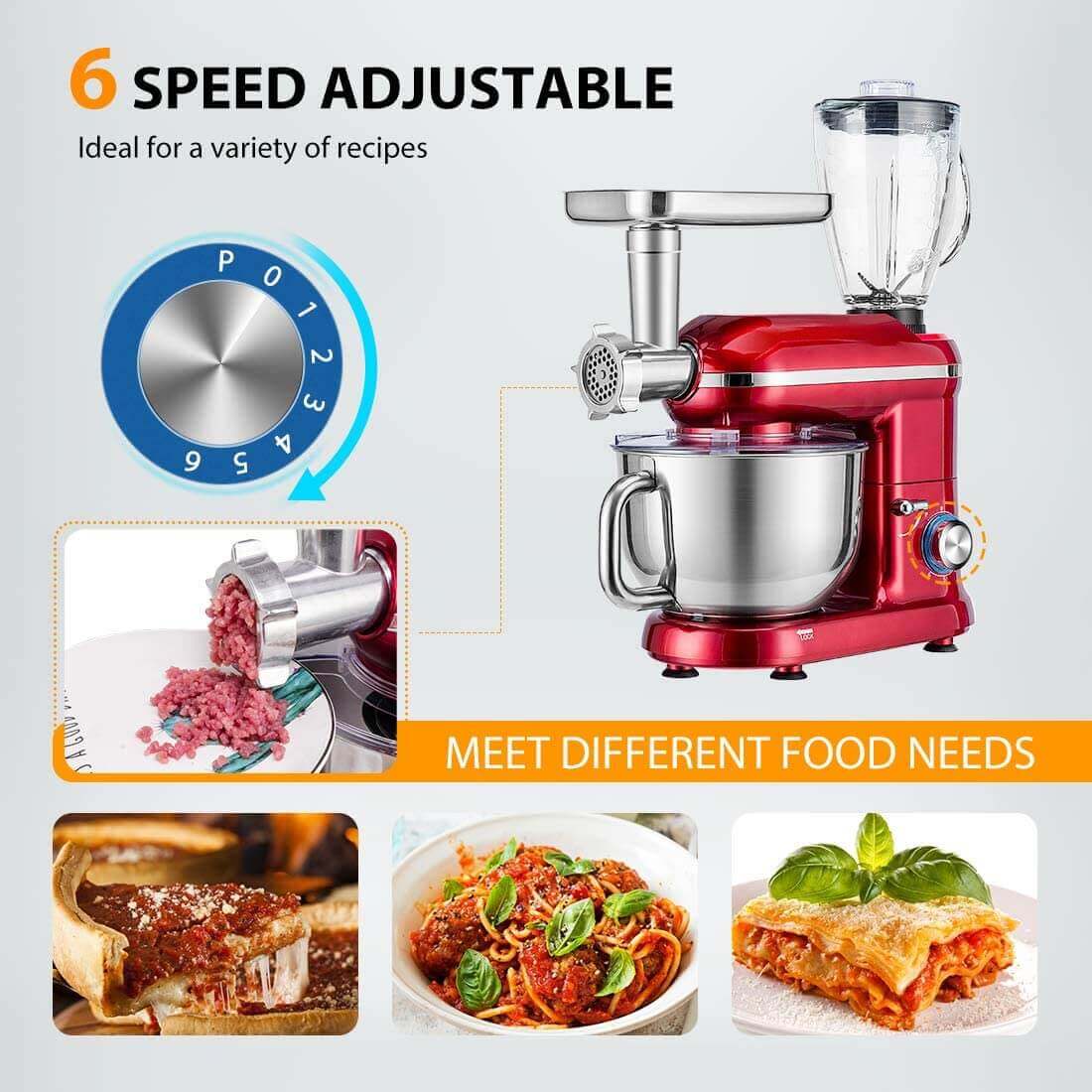 VIVOHOME Stand Food Mixer 3 in 1 Multifunctional 650W
