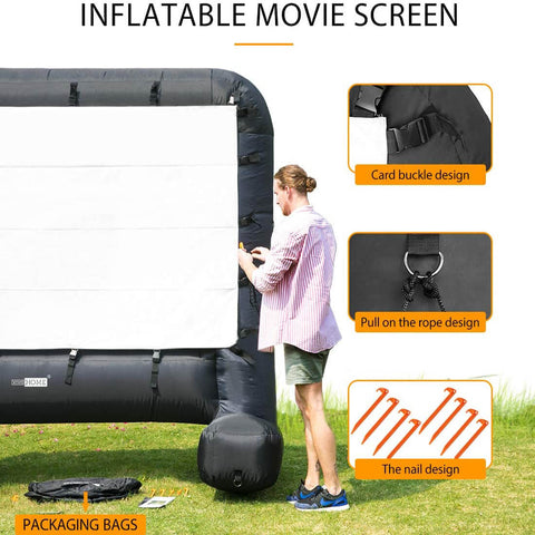 VIVOHOME 17 Feet Indoor and Outdoor Inflatable Blow up Mega Movie Projector Screen with Carry Bag for Front and Rear Projection