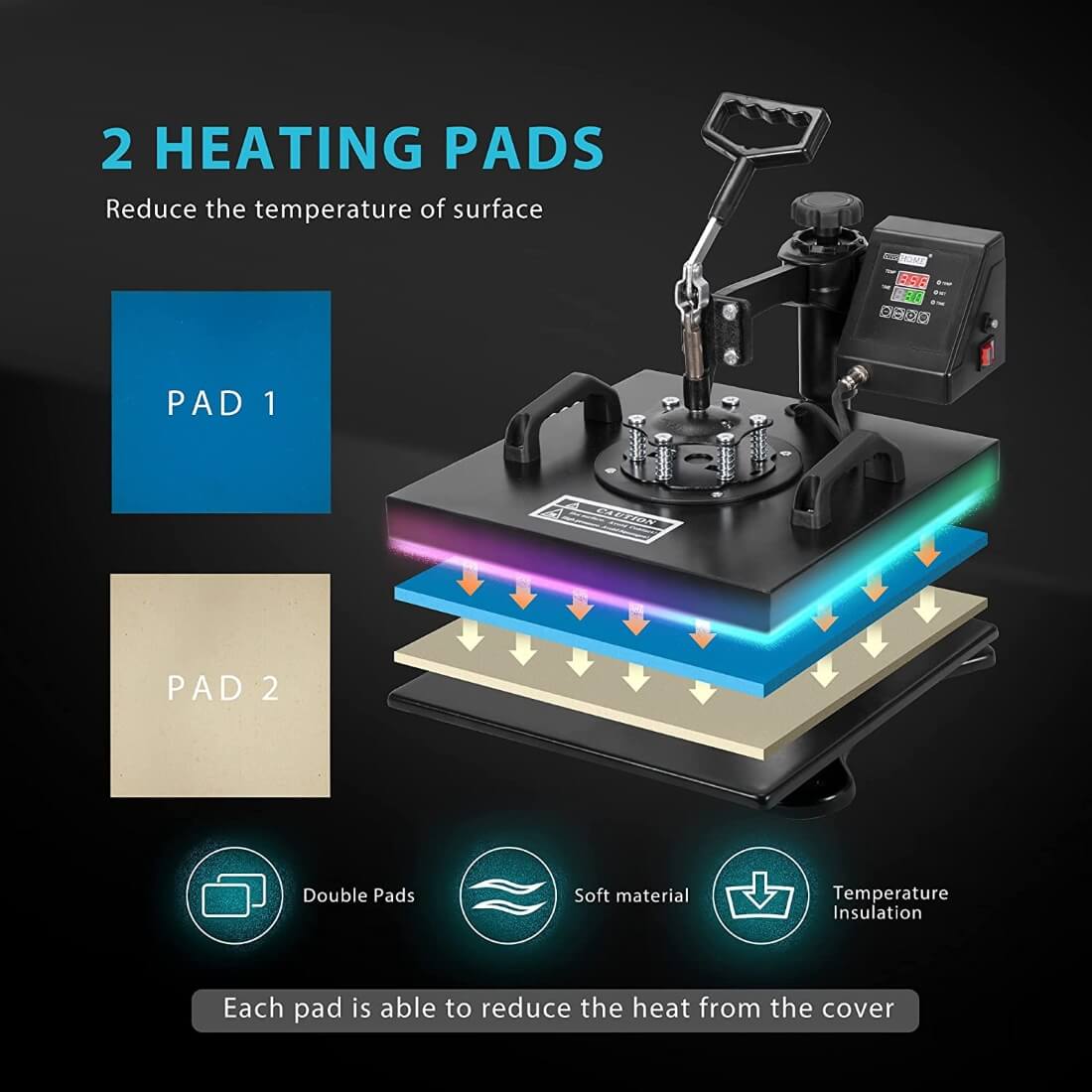 15x15 Heat Press Machine 6in1 Multifunction Sublimation Heat