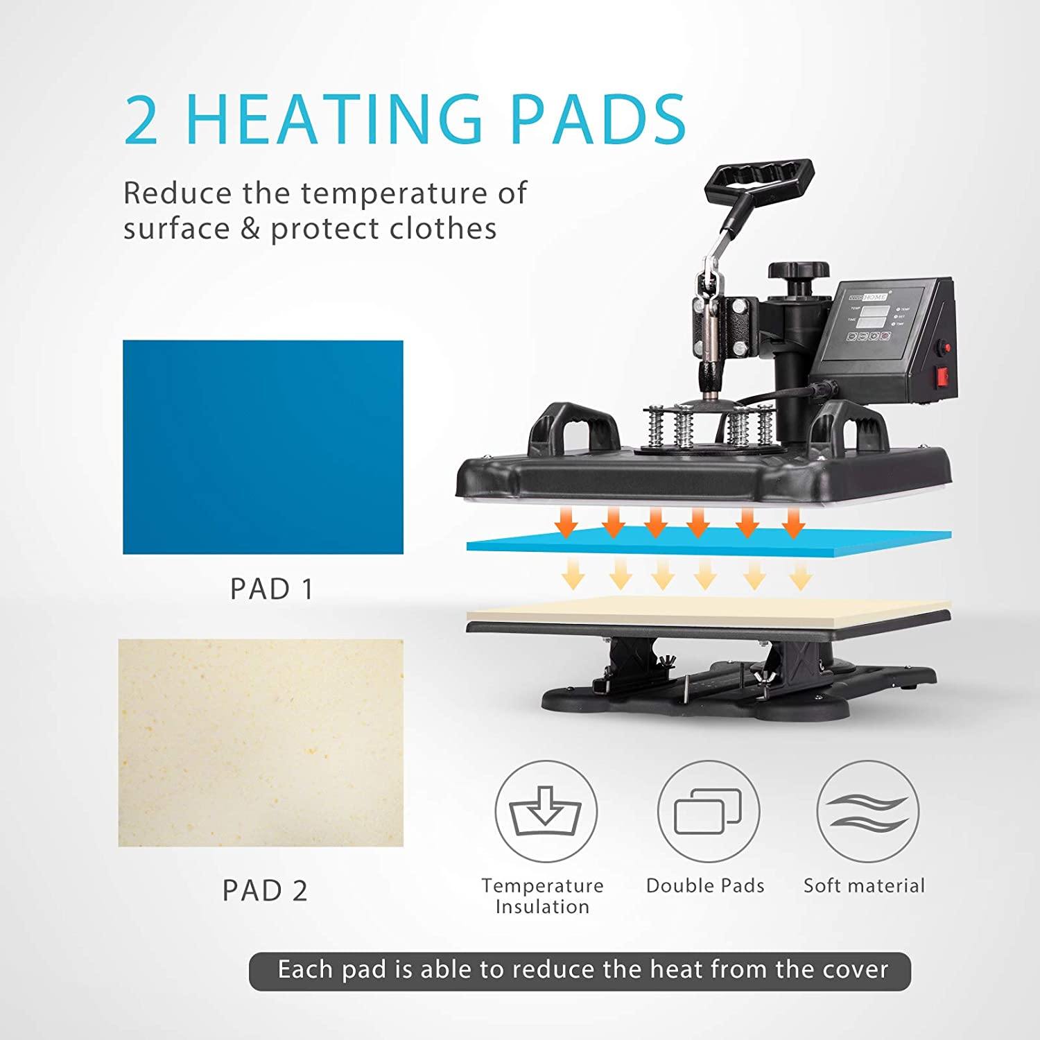 Heat Press Machine 5 in 1 Combo Heat Press 12 x 10 Inch Heat Transfer  Machine