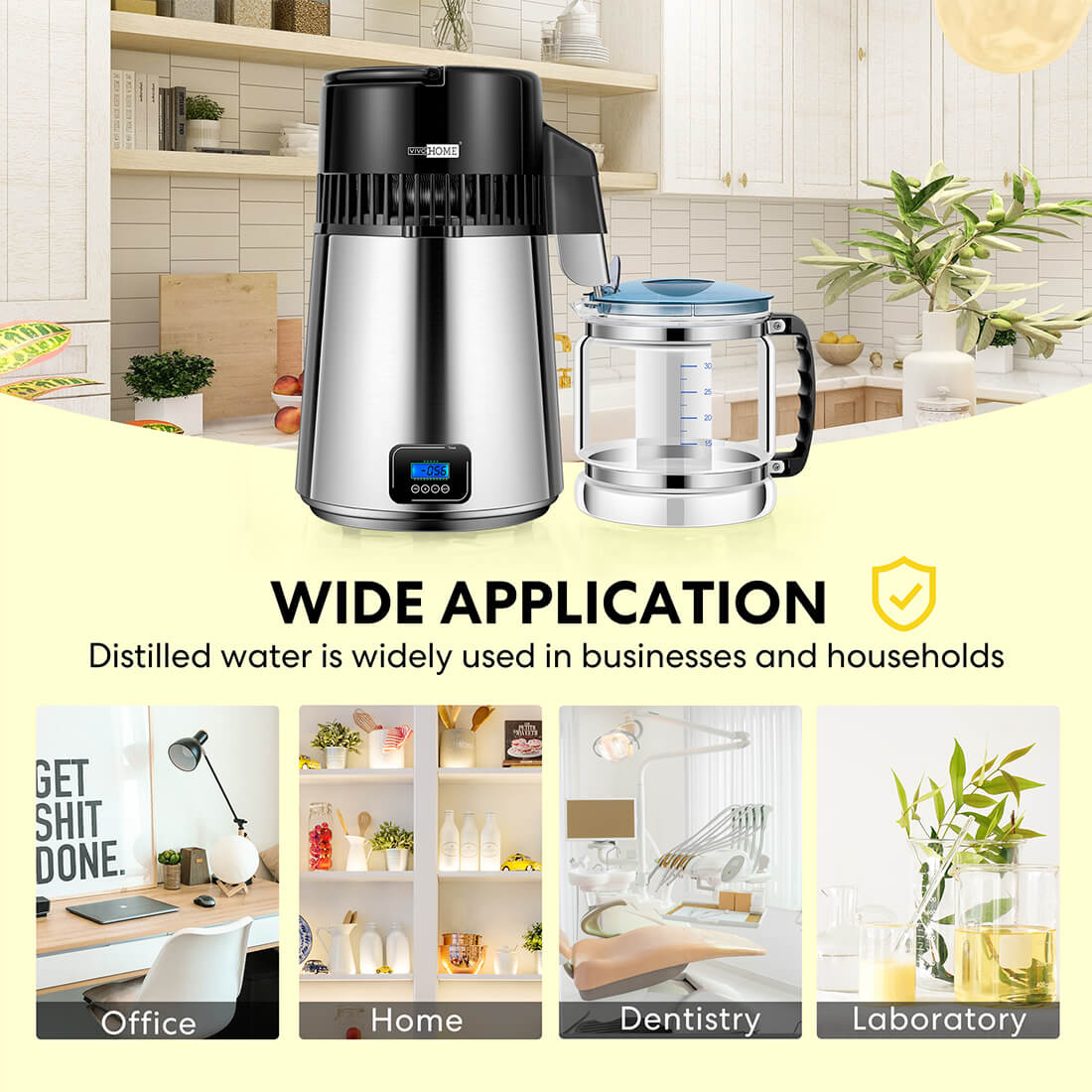 VIVOHOME 16-Cup Brushed 304 Stainless Steel Water Distiller Machine with LCD Screen #X002UQQXTZ