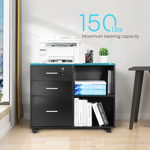 VIVOHOME Mobile File Cabinet with Open Storage Shelves