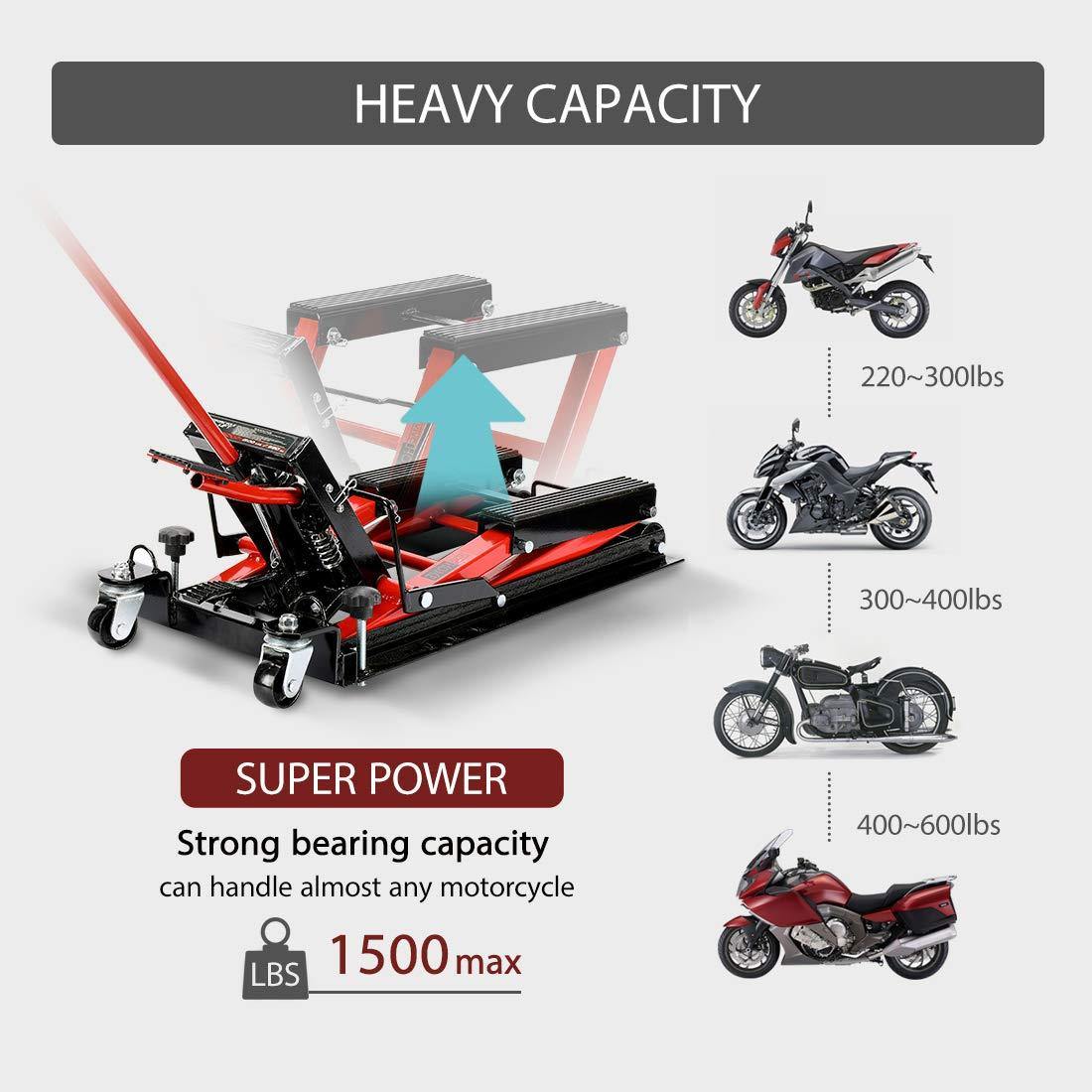 VIVOHOME Steel Hydraulic Motorcycle ATV Lift Jack Hoist Stand 1500 lbs