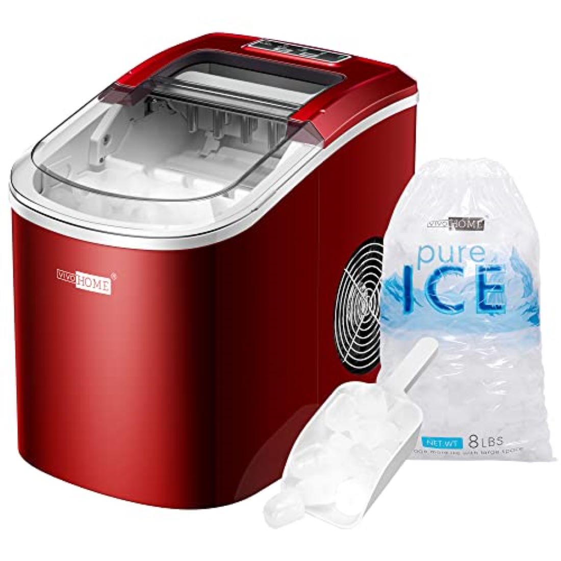 VIVOHOME Electric Portable Compact Countertop Automatic Ice Cube Maker Red