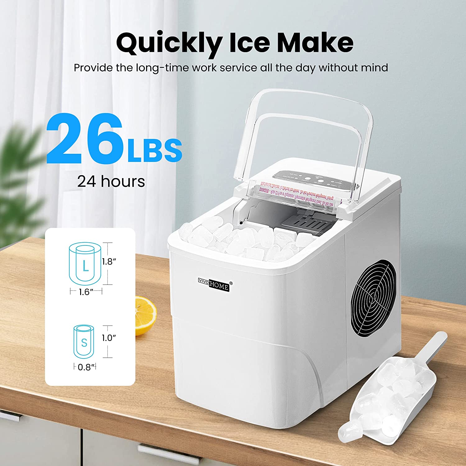 XEOLEO Ice Maker Electric Bullet Cylindrical Ice Maker Machine 12kg/24h  Automatic Household Mini Ice Machine For Milk Tea Shop