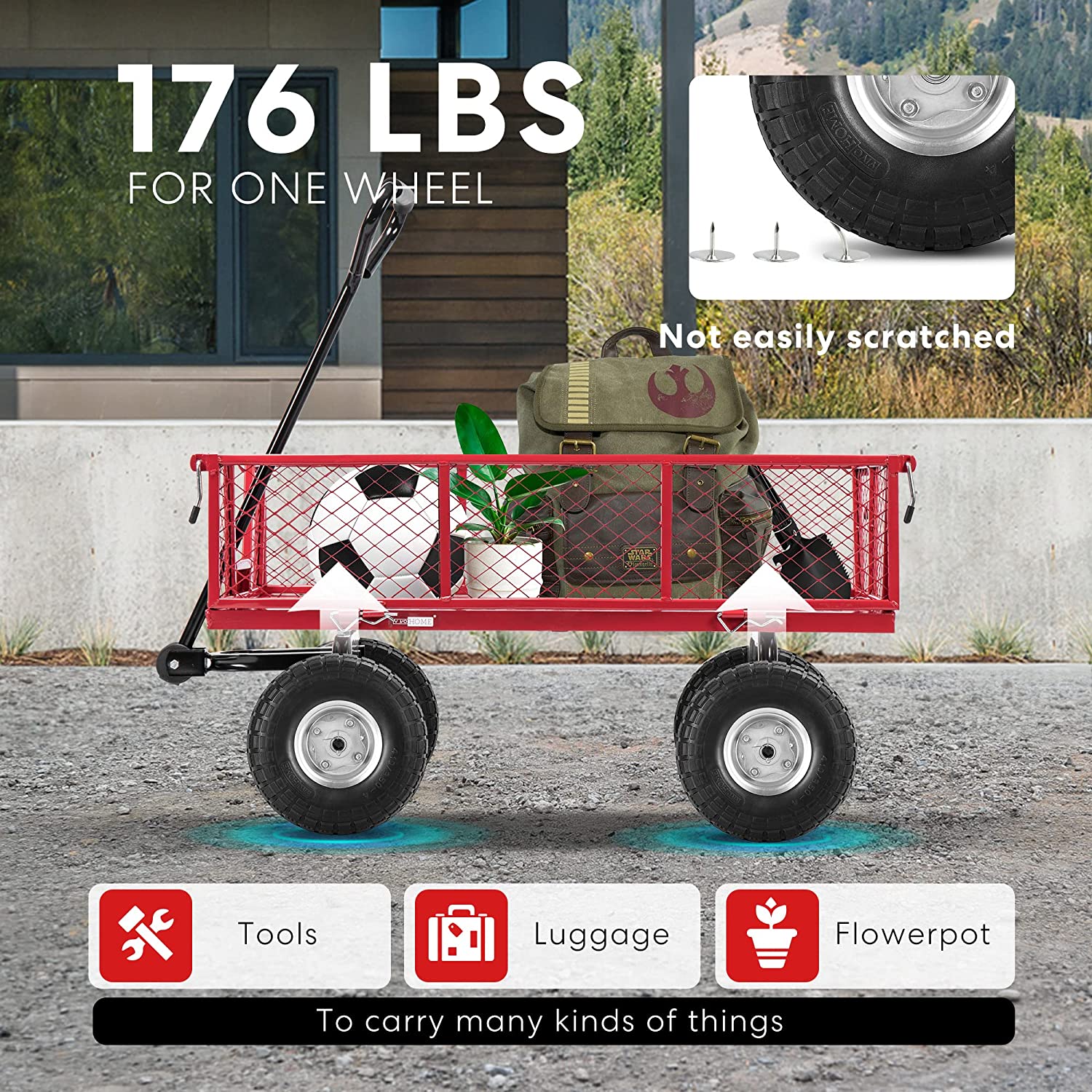 VIVOHOME 4.10/3.50-4 Polyurethane Solid Wheel Non-Rubber Tires for Garden Utility Wagon Cart