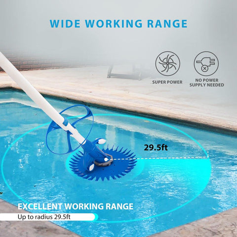 VIVOHOME Upgraded Automatic Inground Above Ground Suction Swimming Pool Sweeper Vacuum Cleaner with 14 2.62 ft Hoses Blue and White