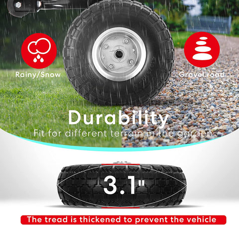 VIVOHOME 4.10/3.50-4 Polyurethane Solid Wheel Non-Rubber Tires for Garden Utility Wagon Cart