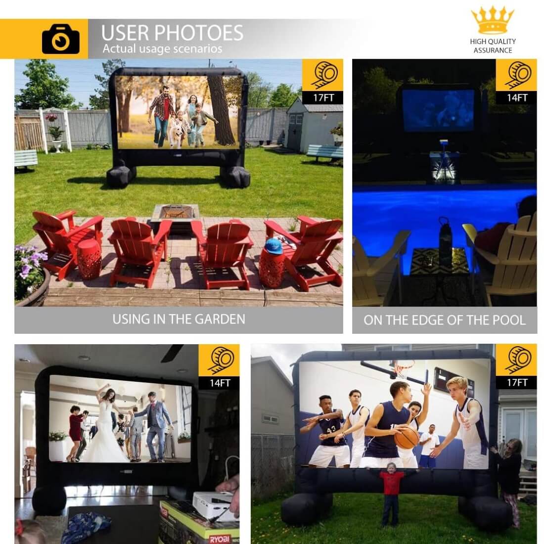 VIVOHOME 288 in. Indoor/Outdoor Inflatable Mega Movie Projector Screen with Carry Bag VH817US