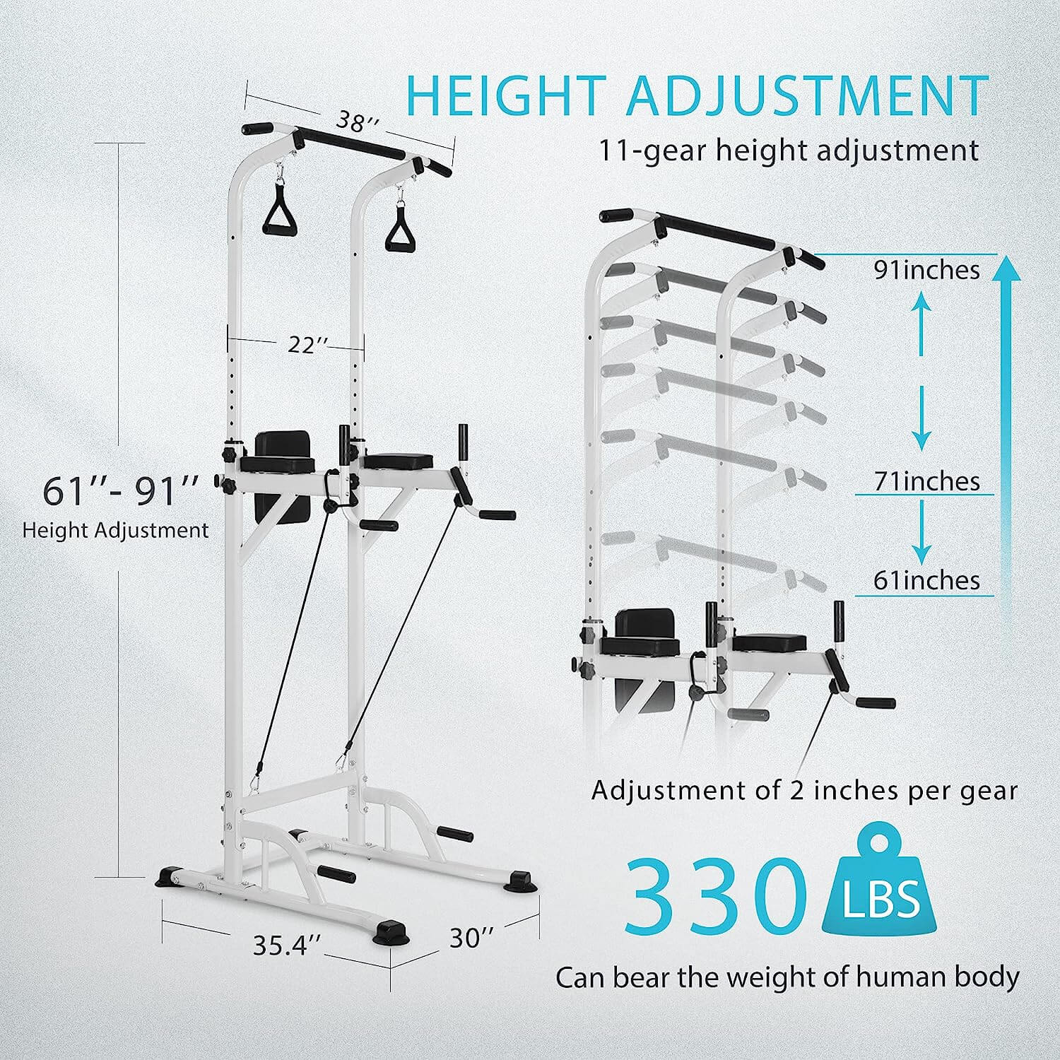 VIVOHOME Height Adjustable Multi-Function Power Tower