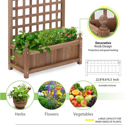 VIVOHOME Wood Planter Raised Bed with Trellis, 60 Inch Height Planter for Garden Yard