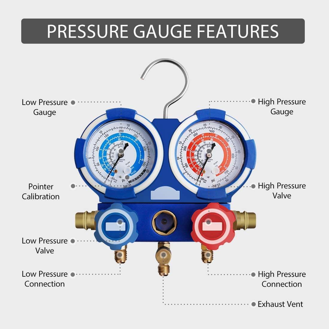 AC Gauges Digital HVAC Manifold Gauge Set for 93 Refrigerants AC Press –  AutoMaximizer