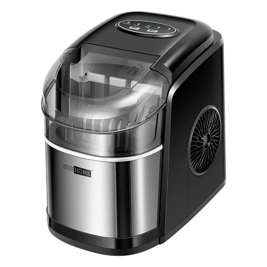 VIVOHOME Electric Portable Compact Countertop Automatic Ice Cube Maker Machine with Curved Visible Window Hand Scoop and Self Cleaning Function 26.5lbs/Day Black 1100
