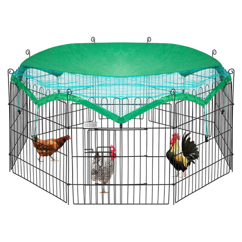  DEStar 8 Panel Foldable Outdoor Backyard Metal Coop Chicken Cage Enclosure Duck Rabbit Cat Crate Playpen Exercise Pen with Weather Proof Cover