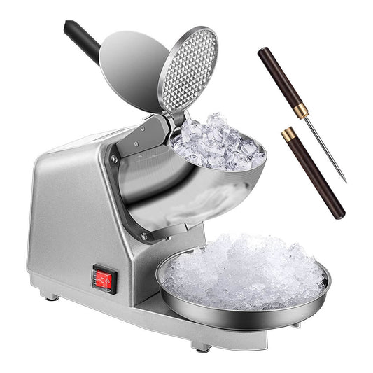 VIVOHOME Electric Dual Blades Ice Crusher Shaver Snow Cone Maker Machine Silver 143lbs/hr with Ice Pick for Home and Commercial Use 1100