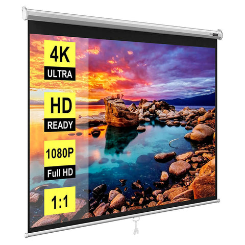 VIVOHOME 120 Inch Manual Pull Down Projector Screen, 1:1 HD Retractable Widescreen for Movie Home Theater Cinema Office Video Game