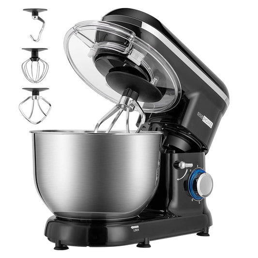 VIVOHOME Stand Mixer, 650W 6 Speed 6 Quart Tilt-Head Kitchen Electric Food Mixer with Beater, Dough Hook and Wire Whip, Black 1100