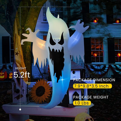 VIVOHOME 5ft Halloween Inflatable Hanging Ghost with Colorful Lights