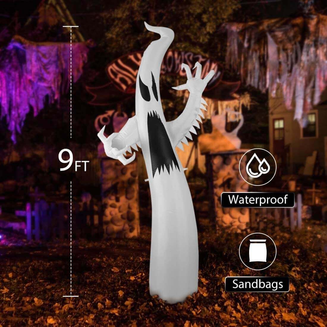VIVOHOME 9ft Height Color Changing Halloween Inflatable White Ghost with Colorful Led Lights Blow up Outdoor Lawn Yard Decoration
