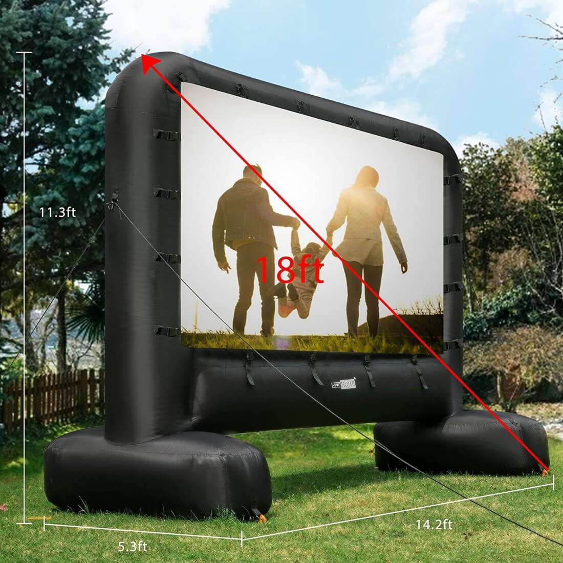 VIVOHOME 18 Feet Indoor and Outdoor Inflatable Blow up Mega Movie Projector Screen with Carry Bag for Front and Rear Projection