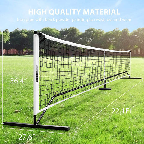 VIVOHOME Portable 22FT Picklenet Pickleball Net Set System with Metal Frame Stand and Strong PE Net with Carrying Bag for Kids Volleyball, Tennis, Pickleball, Soccer